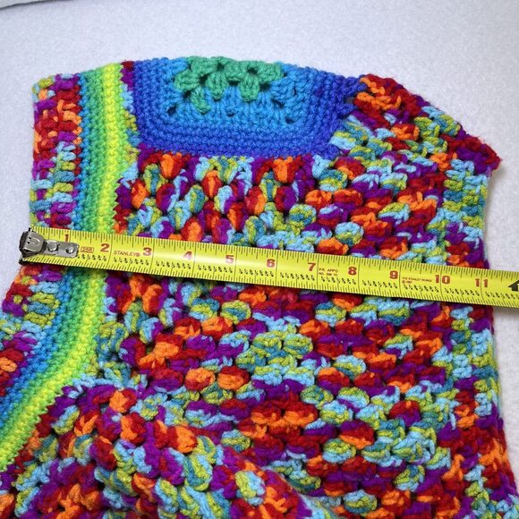 Crochet shorts waist tie rainbow multi-color festival unisex Pride, Music - Picture 10 of 11